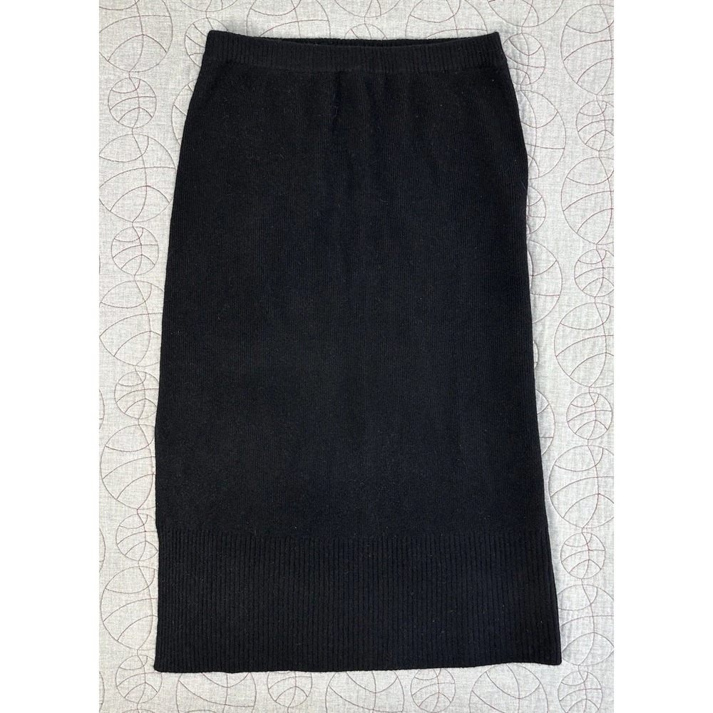 360 Cashmere Skirt Black Wool Blend A-Line Midi / Women's Large